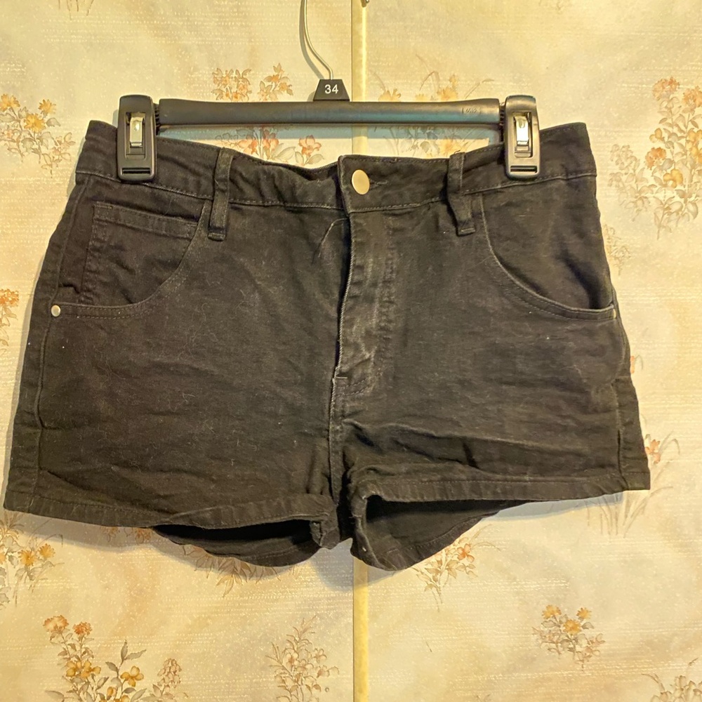 Windsor Black Jean Shorts with Cuffed Hem